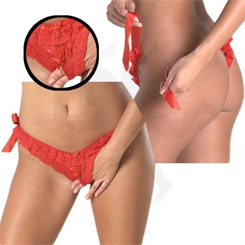 Tanga roja desmontable con abertura delante